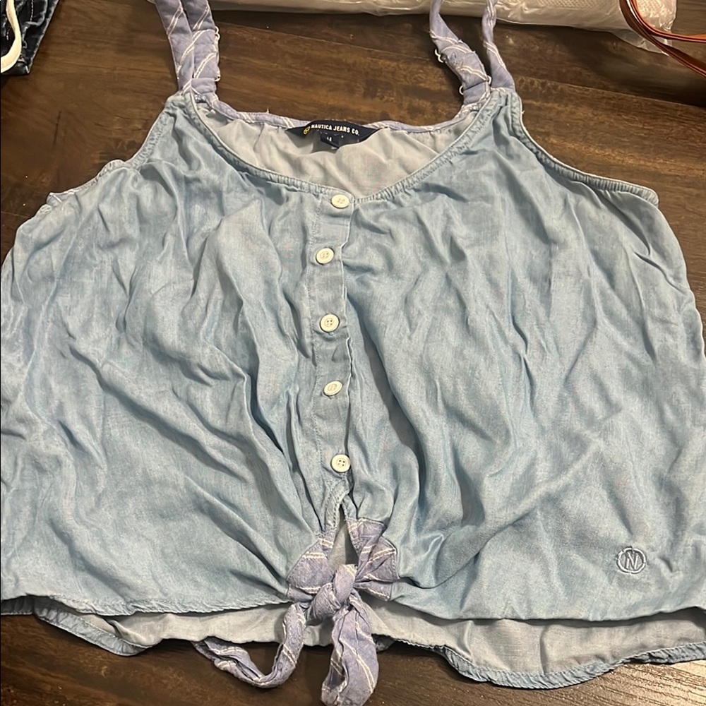 Nautica Women's Light Blue Button-Down Top